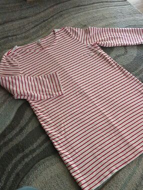 J. Crew Red and White Striped Boatneck Dress